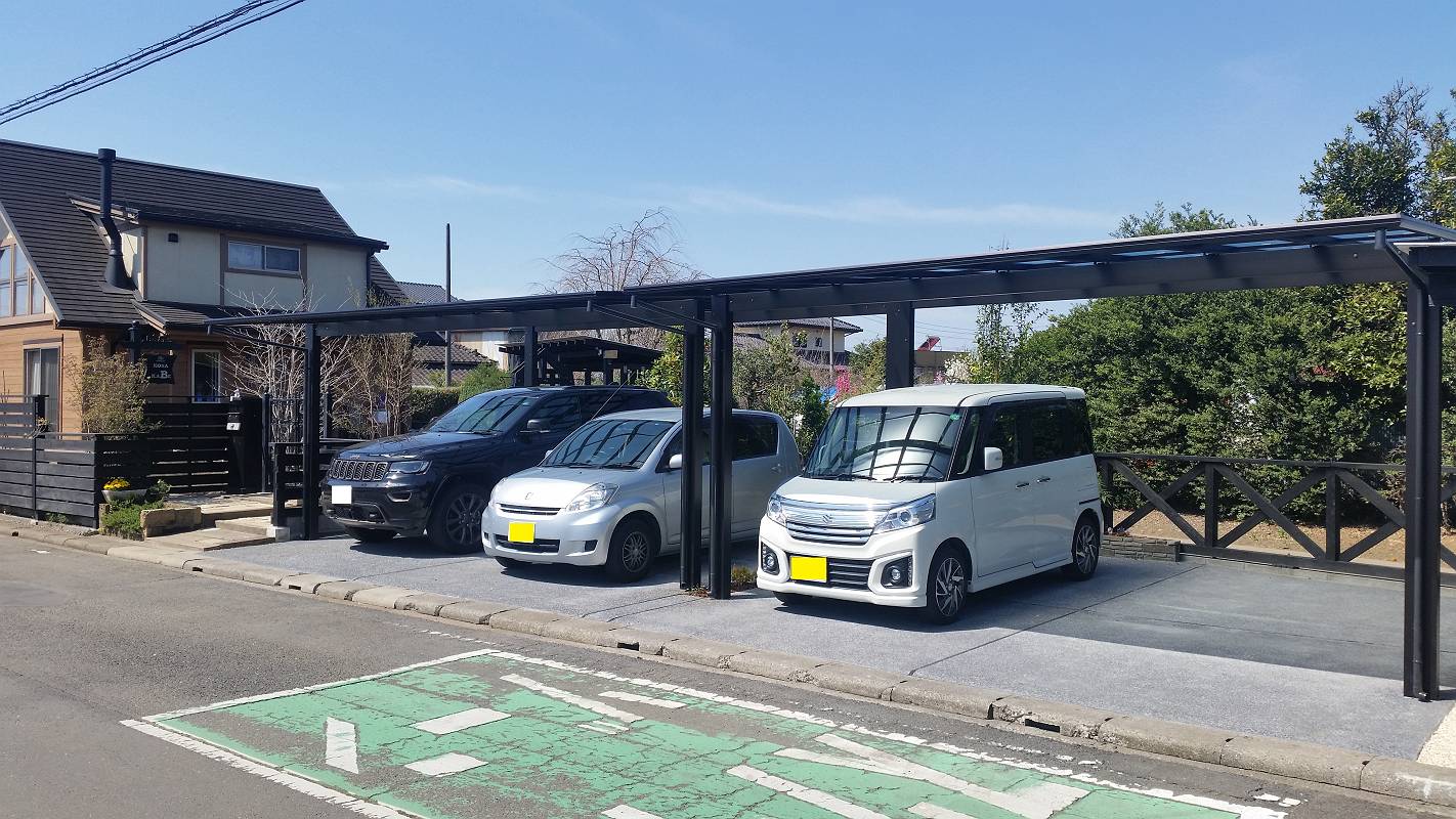 水戸市外構工事・ブラックカーポート 水戸市外構工事・ブラックカーポート