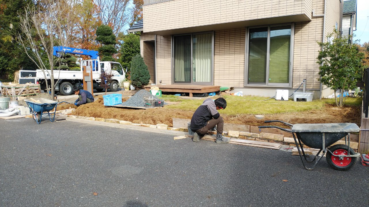土留め小端積み 土留め小端積み